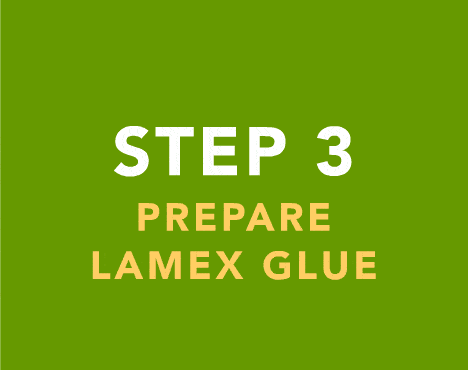 For 1 to 2 rolls of wallpaper, gently mix half a packet of LAMEX glue in 4 litres of water & leave it alone for 1 hour to become more "kau" (thick).